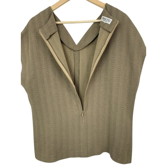 Tamotsu New York Womens Herringbone Cap Sleeve Top Size M RH10460 Career - Picture 7 of 7